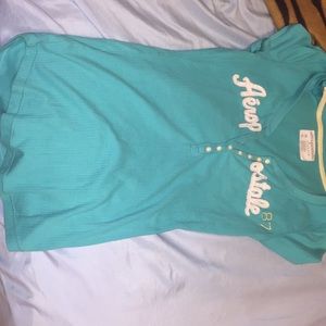 AÉROPOSTALE TEAL BUTTON UP
